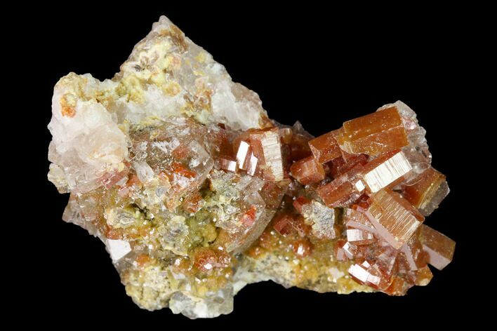 Vanadinite and Calcite Crystal Association - Apex Mine, Mexico #165304
